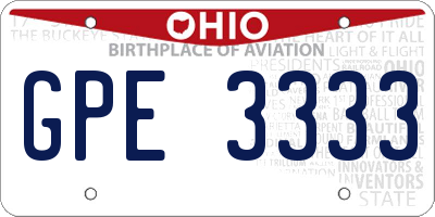 OH license plate GPE3333