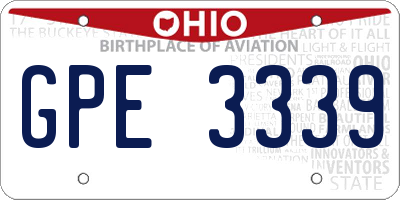OH license plate GPE3339