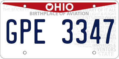 OH license plate GPE3347