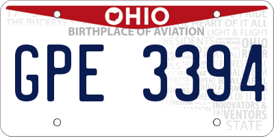 OH license plate GPE3394