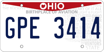 OH license plate GPE3414