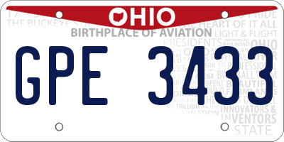 OH license plate GPE3433