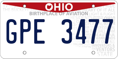 OH license plate GPE3477