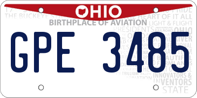 OH license plate GPE3485