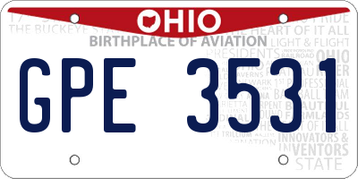 OH license plate GPE3531