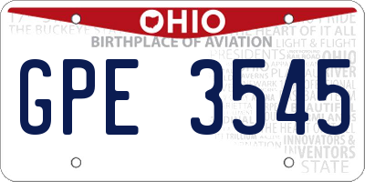 OH license plate GPE3545