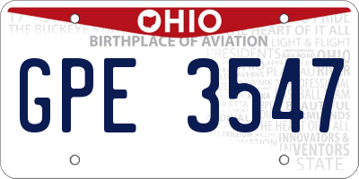 OH license plate GPE3547