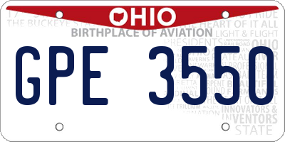 OH license plate GPE3550