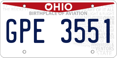 OH license plate GPE3551