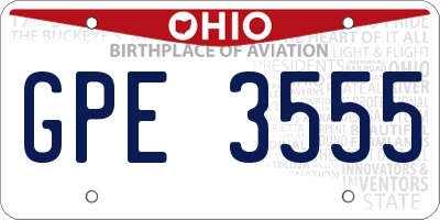 OH license plate GPE3555