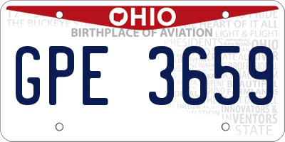 OH license plate GPE3659