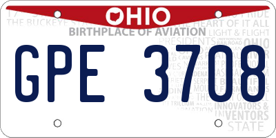 OH license plate GPE3708