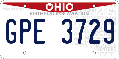 OH license plate GPE3729