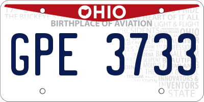 OH license plate GPE3733