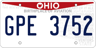 OH license plate GPE3752