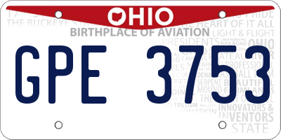 OH license plate GPE3753