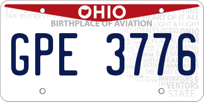 OH license plate GPE3776