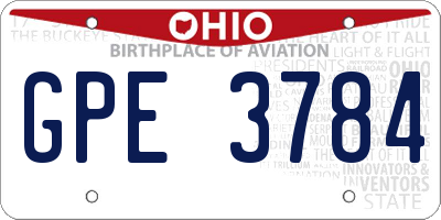 OH license plate GPE3784