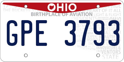OH license plate GPE3793