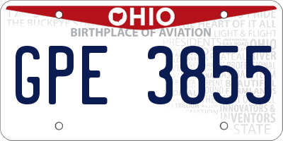 OH license plate GPE3855