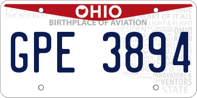 OH license plate GPE3894
