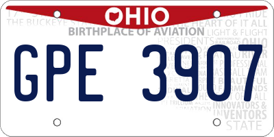 OH license plate GPE3907