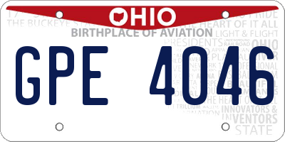OH license plate GPE4046