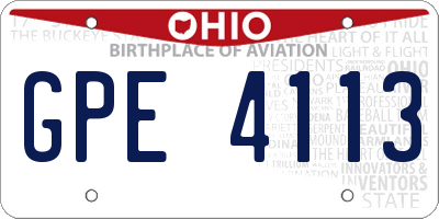 OH license plate GPE4113