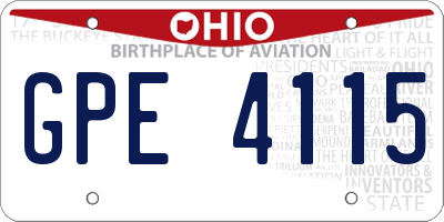 OH license plate GPE4115