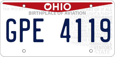 OH license plate GPE4119