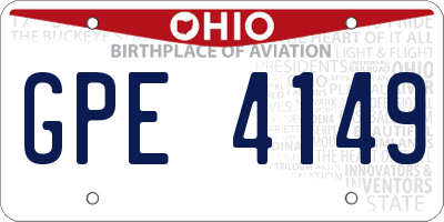 OH license plate GPE4149