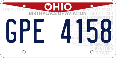 OH license plate GPE4158