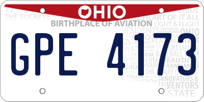 OH license plate GPE4173
