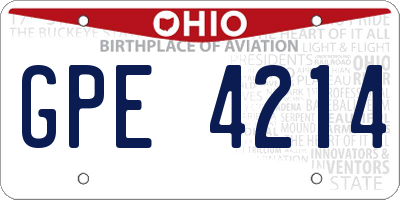 OH license plate GPE4214