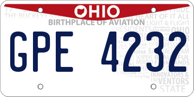 OH license plate GPE4232
