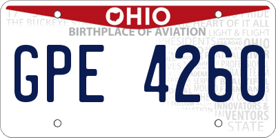 OH license plate GPE4260
