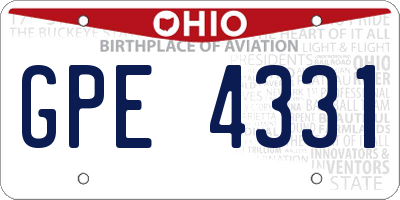OH license plate GPE4331