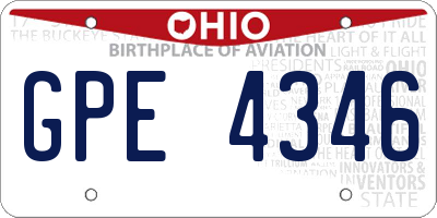 OH license plate GPE4346