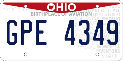 OH license plate GPE4349
