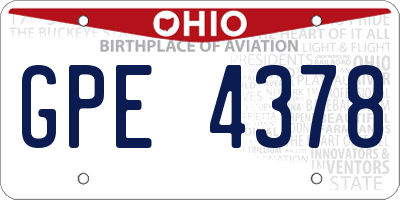 OH license plate GPE4378