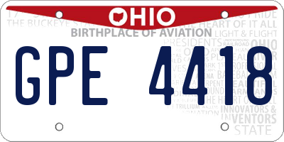 OH license plate GPE4418