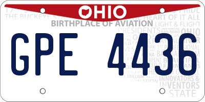 OH license plate GPE4436