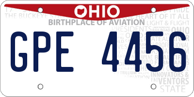 OH license plate GPE4456