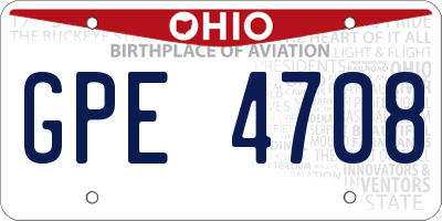 OH license plate GPE4708