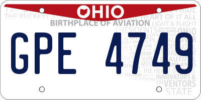 OH license plate GPE4749