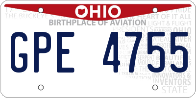OH license plate GPE4755