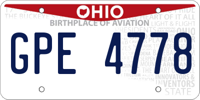 OH license plate GPE4778