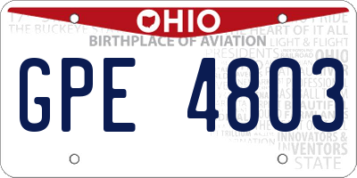 OH license plate GPE4803