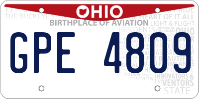 OH license plate GPE4809