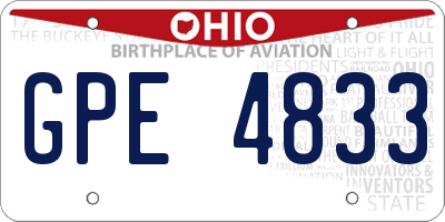 OH license plate GPE4833